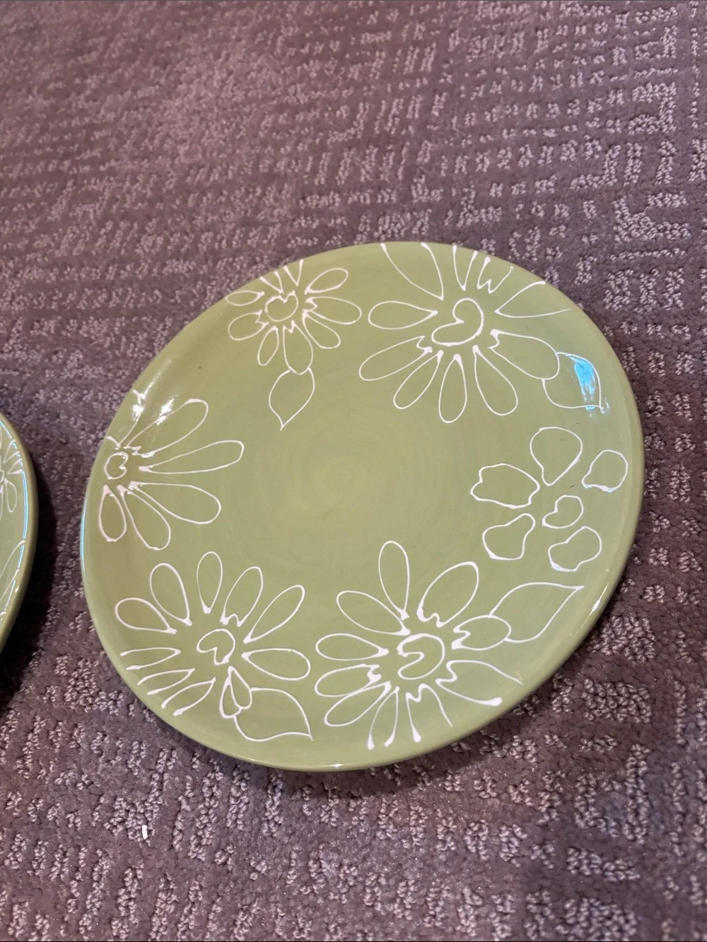 Pier 1 set of three hand-painted earthenware salad/dessert plates, Flowers